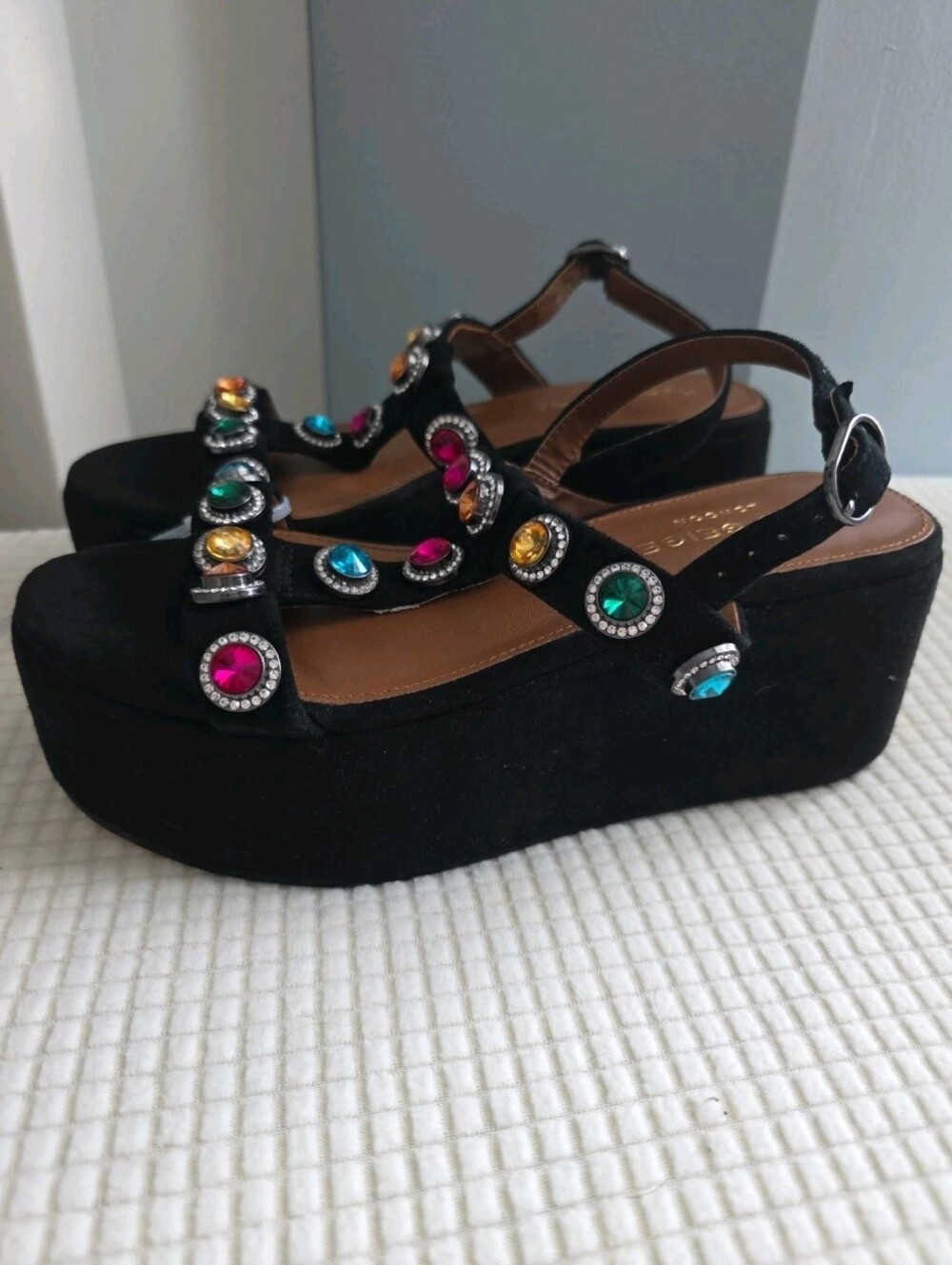 Kurt Geiger Black Jewel Octavia Platform Sandals Size 36.5 / 6.5